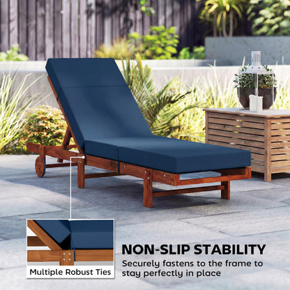 Chaise Lounge Cushion, 4" Thick Outdoor Lounge Chair Cushions with Ties for Patio, 26" x 80 ", Navy Blue