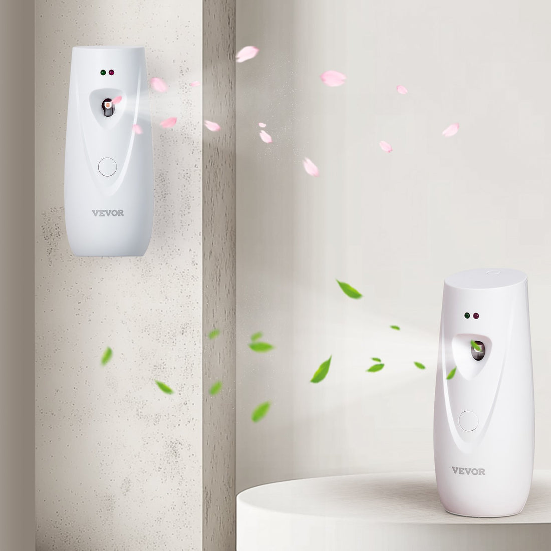 Automatic Air Freshener Spray Dispenser, 4-Pack, Wall Mounted Or Free Standing, Battery Operated, Multiple Time Settings For Home, Indoor, Bathrooms, Offices, Hotels, Commercial Places, White