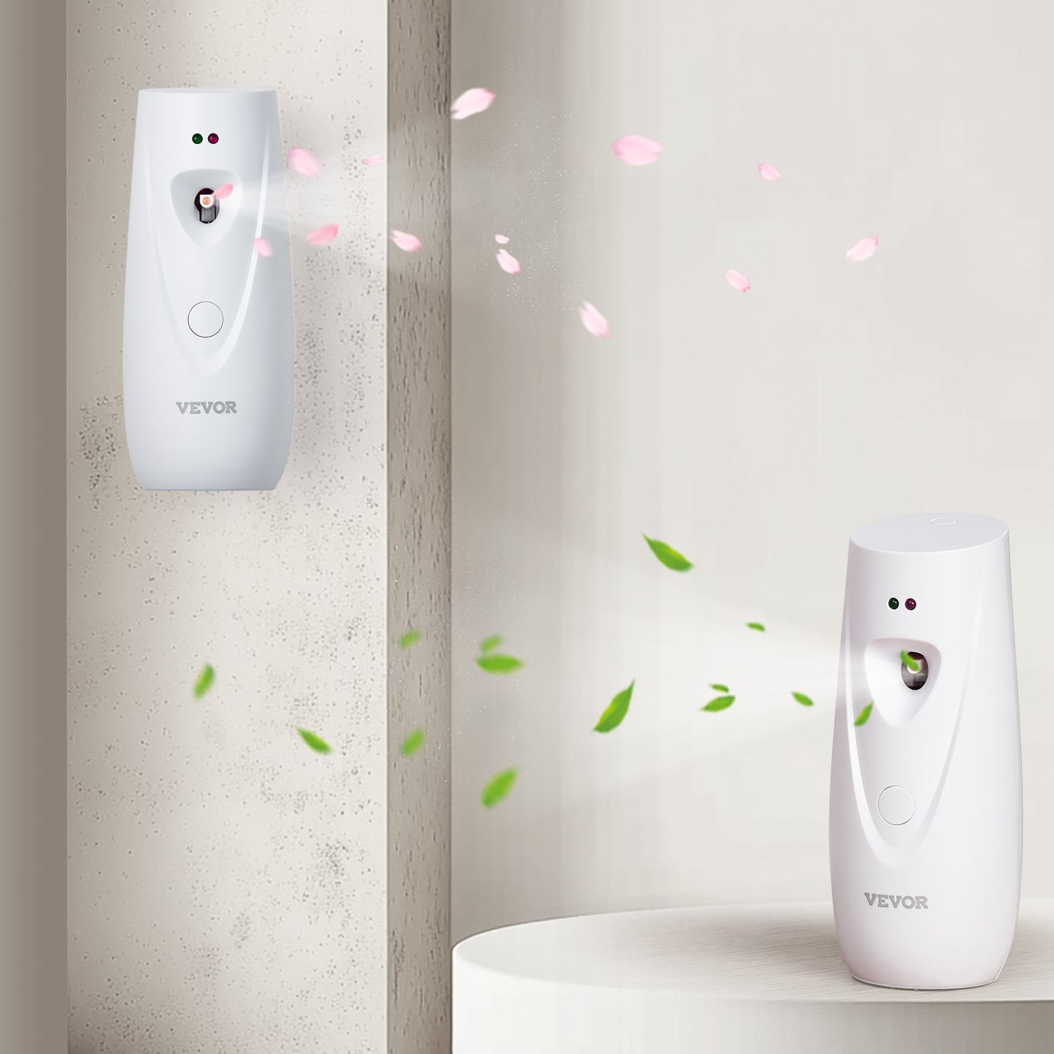 Automatic Air Freshener Spray Dispenser, 4-Pack, Wall Mounted Or Free Standing, Battery Operated, Multiple Time Settings For Home, Indoor, Bathrooms, Offices, Hotels, Commercial Places, White