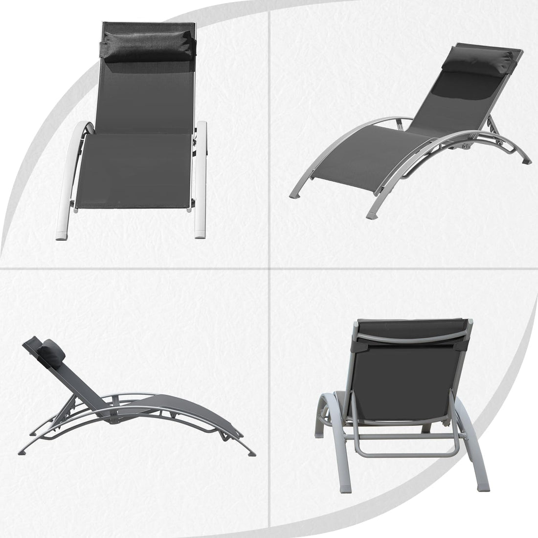 Pool Lounge Chairs Set Of 2-Dark Grey  2 Lounge Chairs