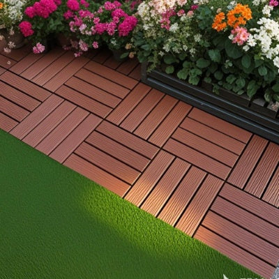 Plastic Interlocking Deck Tiles,44 Pack Patio Deck Tiles,12x12 Square Waterproof Outdoor All Weather Use, Outdoor And Indoor Patio Decking Tiles For Poolside Balcony Backyard, Red Brown