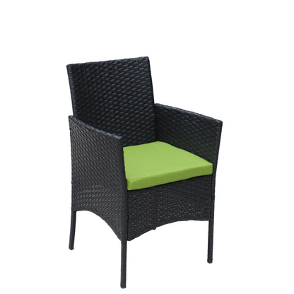 4 PC Rattan Patio Furniture Set with Cushions - Black and Green