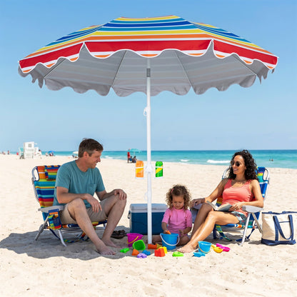 Beach Umbrella 6.5 FT with UPF 50+ Sun Protection &amp; Sand Anchor