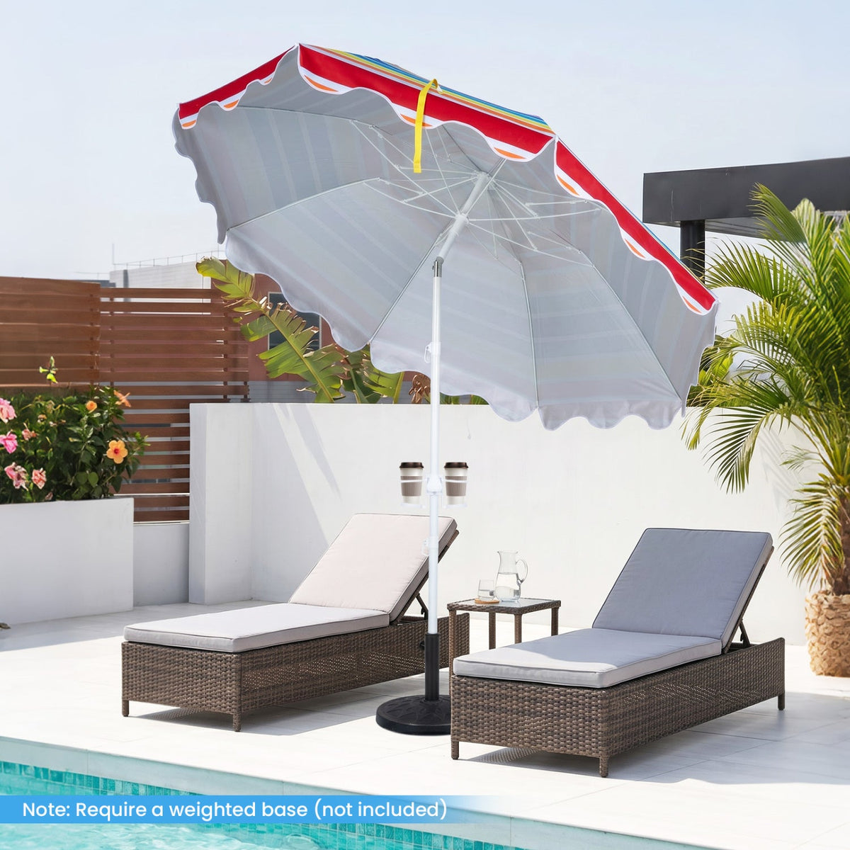 Beach Umbrella 6.5 FT with UPF 50+ Sun Protection &amp; Sand Anchor