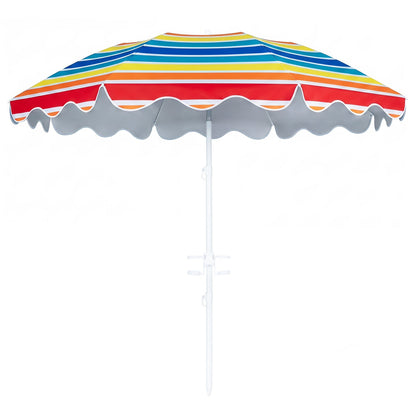 Beach Umbrella 6.5 FT with UPF 50+ Sun Protection &amp; Sand Anchor