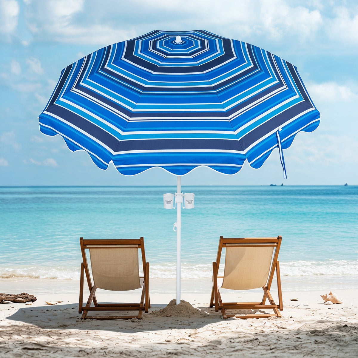 Beach Umbrella 6.5 FT with UPF 50+ Sun Protection &amp; Sand Anchor