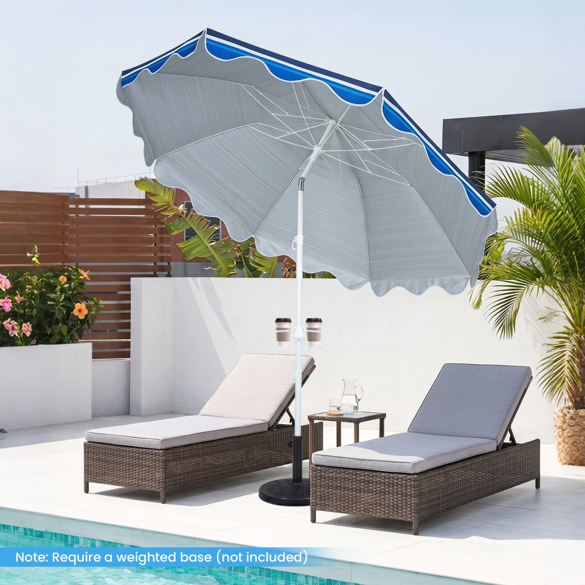 Beach Umbrella 6.5 FT with UPF 50+ Sun Protection &amp; Sand Anchor