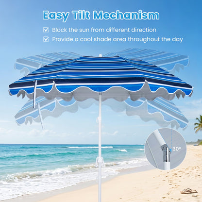 Beach Umbrella 6.5 FT with UPF 50+ Sun Protection &amp; Sand Anchor