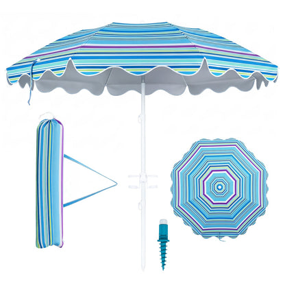 Beach Umbrella 6.5 FT with UPF 50+ Sun Protection &amp; Sand Anchor