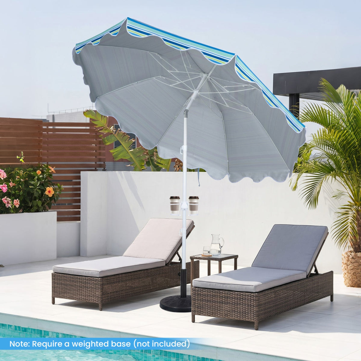 Beach Umbrella 6.5 FT with UPF 50+ Sun Protection &amp; Sand Anchor