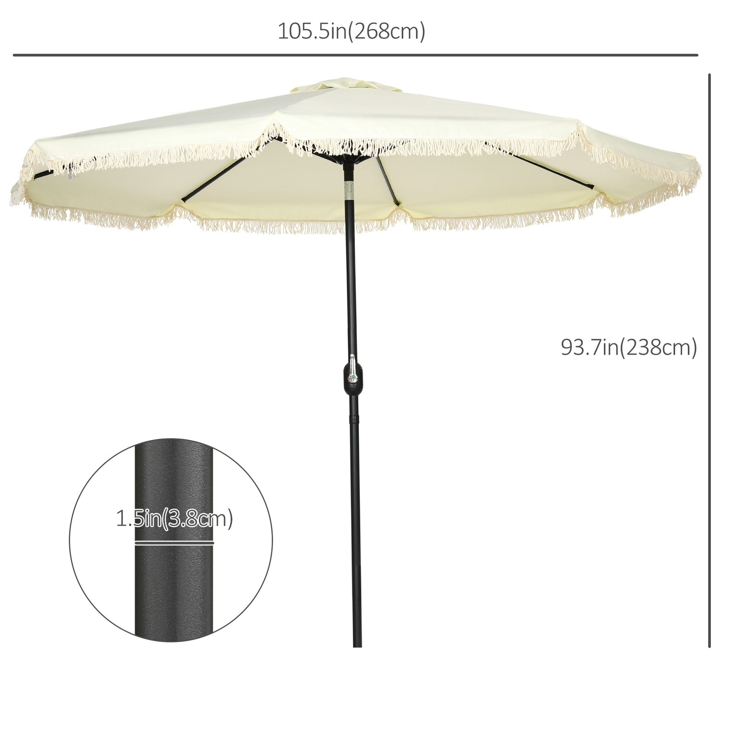 9 Ft Cantilever Umbrella With Push Button Tilt And Crank Tassles And 8 Ribs Shade Umbrellas For Garden