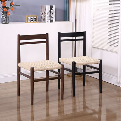 Nordic-style Minimalist Log And Rope-woven Lounge Chair