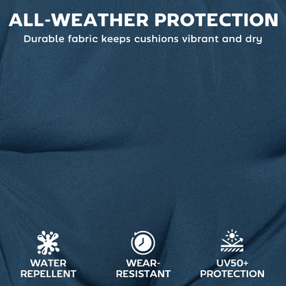 Chaise Lounge Cushion, 4" Thick Outdoor Lounge Chair Cushions with Ties for Patio, 26" x 80 ", Navy Blue