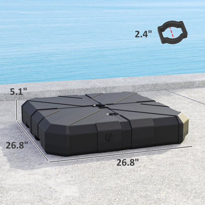 Square Patio Umbrella Base, Cantilever Offset Umbrella Base Heavy Duty Outdoor Umbrella Stand Base, Filled Up To 143lbs With Stand Or 130lbs With Water For Garden Poolside, Black