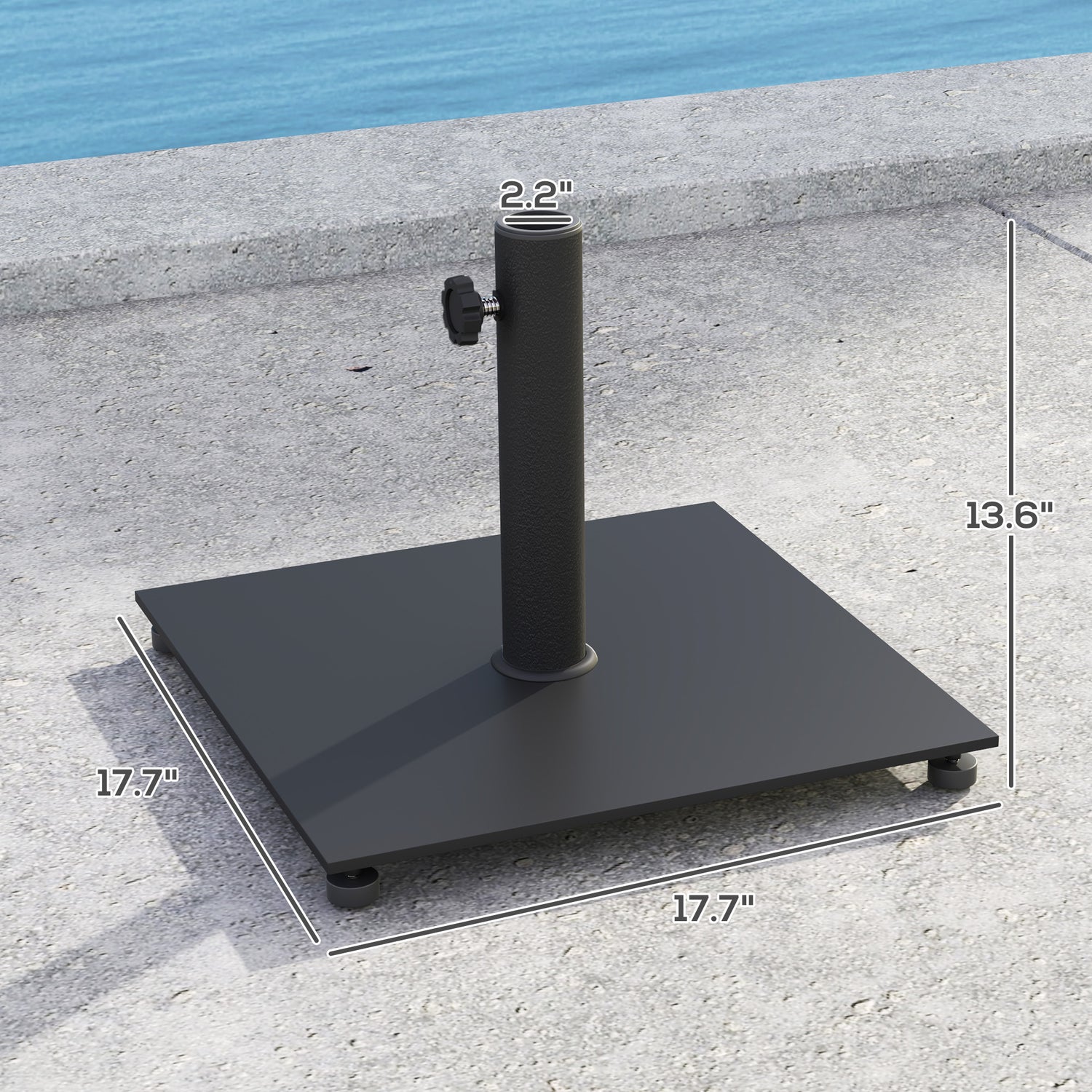 Square Patio Umbrella Base, 29 Lbs Metal Umbrella Stand Base With Adjustable Foot Pads, Heavy Duty Patio Umbrella Holder For 1.51.9 Umbrella Poles For Outdoor, Lawn, Poolside, Black