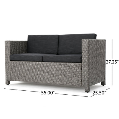 Puerta 4-Piece Outdoor Furniture Set with Water-Resistant Cushions - Rattan