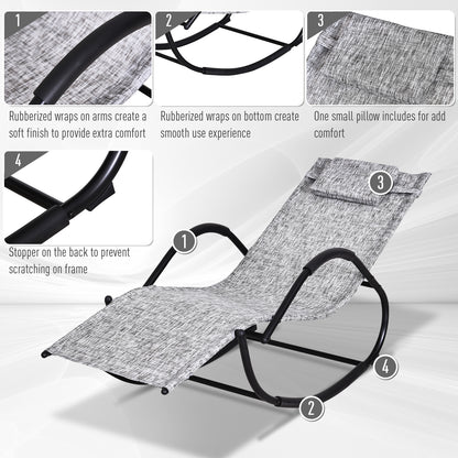 Steel Frame Zero Gravity Rocking Lounge Chair W Pillow Grey