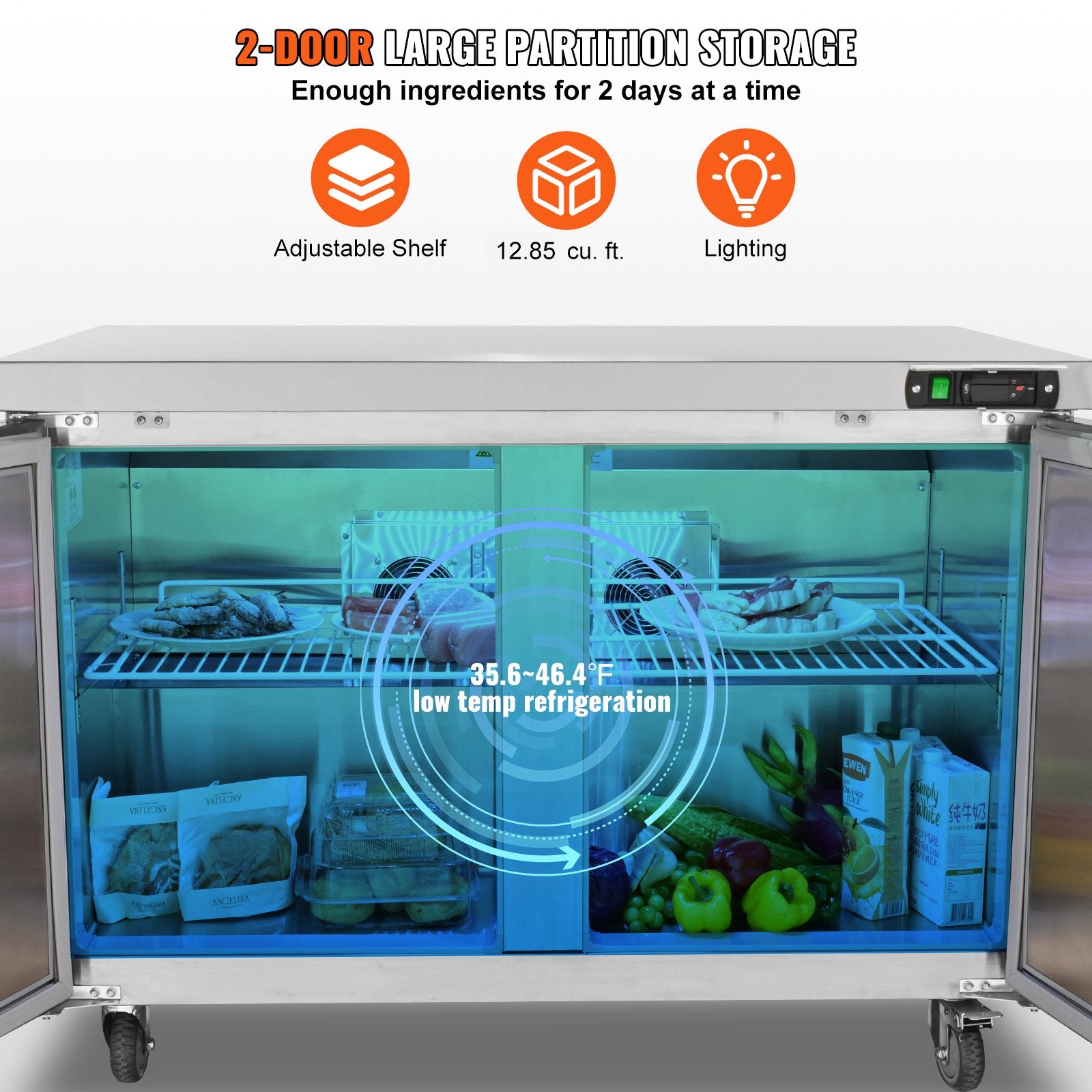 Commercial Refrigerator, 48&