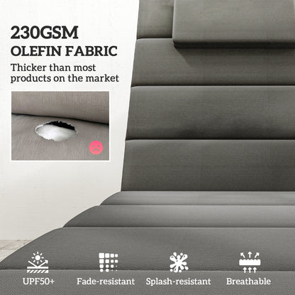 Foldable Chaise Lounge Cushion Set of 2, Outdoor Lounge Chair Cushion Set, UPF50+ 230gsm Olefin, 80" x 26" Dark Gray