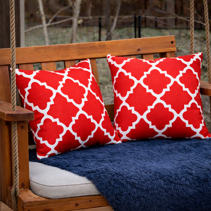 2 Pack Outdoor Throw Pillows, Waterproof &amp; Fade-Resistant Patio Cushions For Garden, Porch, Poolside Furniture - Soft &amp; Comfortable Decorative Pillow Covers 18x18 Inch, Plaid Red