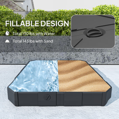 Square Patio Umbrella Base, Cantilever Offset Umbrella Base Heavy Duty Outdoor Umbrella Stand Base, Filled Up To 143lbs With Stand Or 130lbs With Water For Garden Poolside, Black