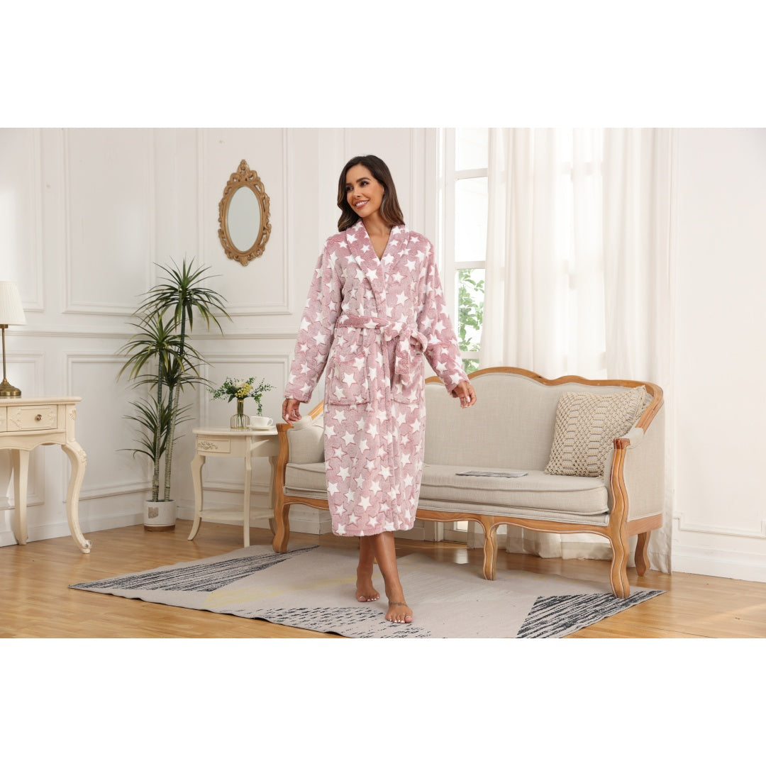 RONGTAI - Soft Fleece Robes For Women, Lightweight And Warm, Spa &amp; Bath Robes For Mom, Wife &amp; Friend
