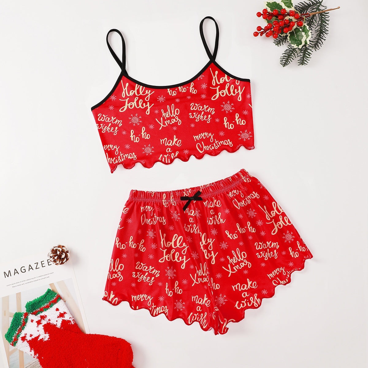 Christmas European And American Thin Pajamas Women&