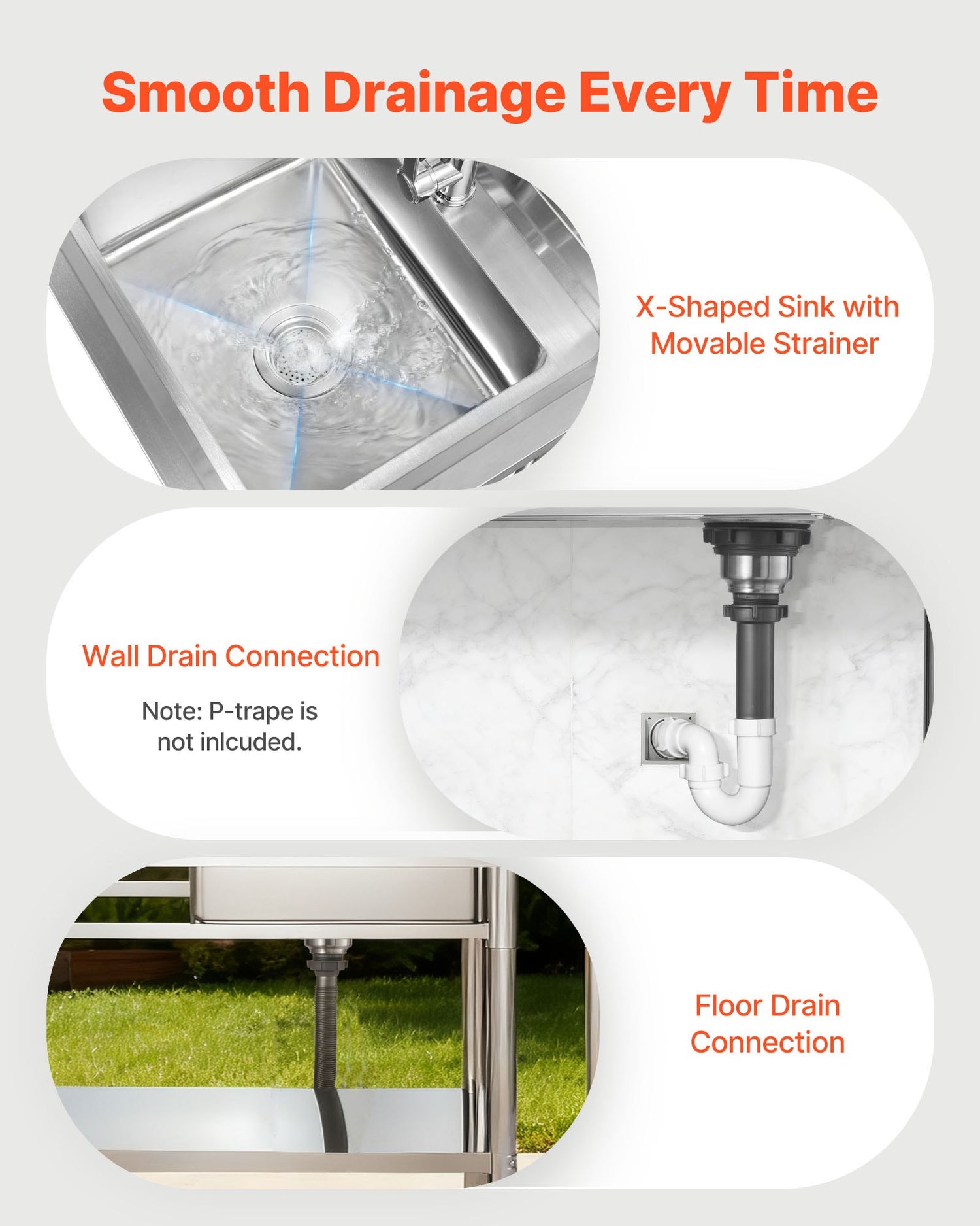 Stainless Steel Utility Sink, Free Standing Single Bowl Commercial Kitchen Sink With Faucet, Utility Left Basin Workbench With Hot &amp; Cold Water Pipe For Garage Restaurant Laundry, 47x19.7x37 In