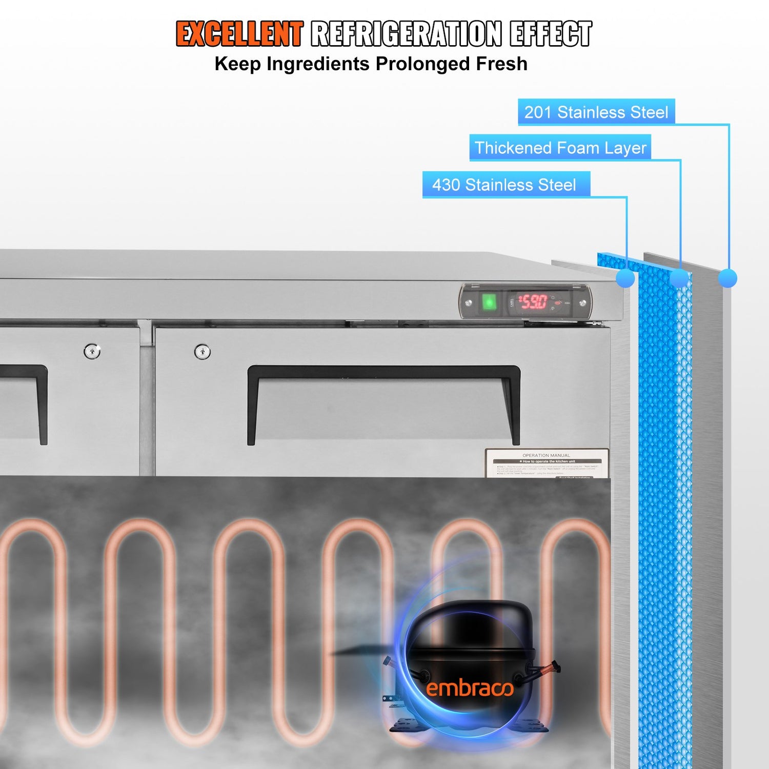 Commercial Refrigerator, 48&