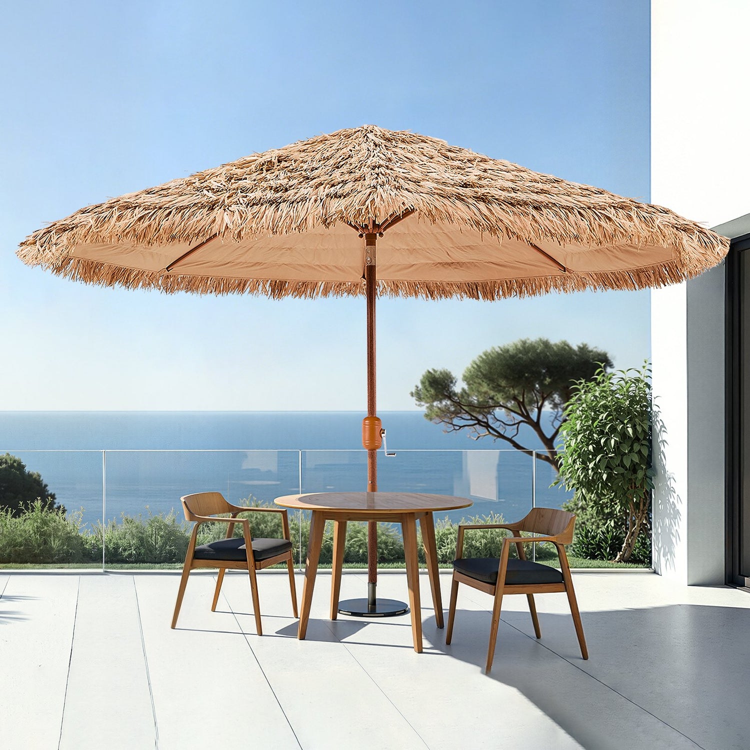 Tiki Umbrella Thatched Patio Umbrella 9 Ft Poolside Patio Beach Umbrel – Solara Patio