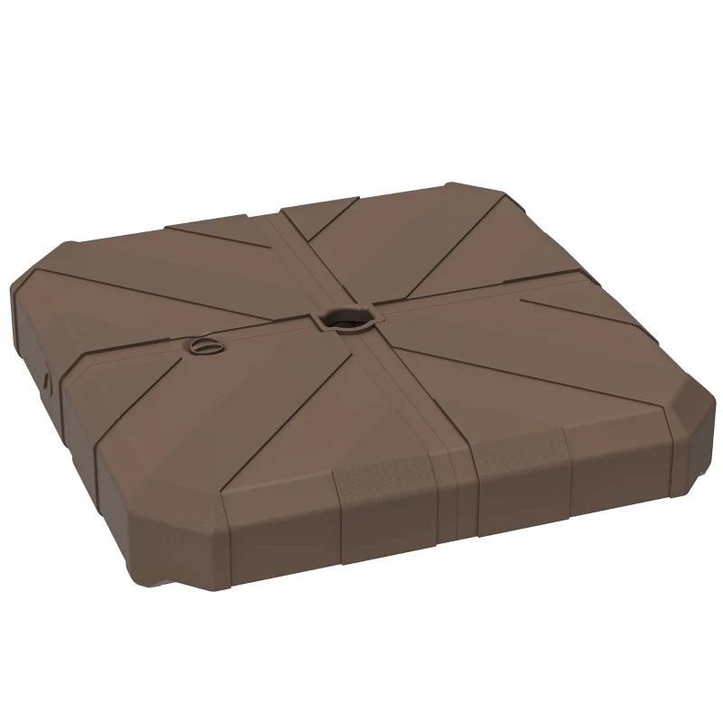Square Patio Umbrella Base, Cantilever Offset Umbrella Base Heavy Duty Outdoor Umbrella Stand Base, Filled Up To 143lbs With Stand Or 130lbs With Water For Garden Poolside, Brown