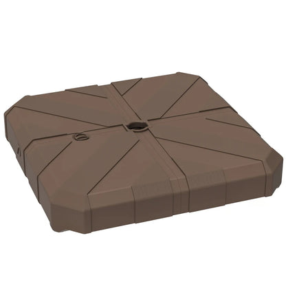 Square Patio Umbrella Base, Cantilever Offset Umbrella Base Heavy Duty Outdoor Umbrella Stand Base, Filled Up To 143lbs With Stand Or 130lbs With Water For Garden Poolside, Brown