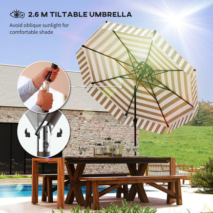 8.6FT Patio Umbrella,  Outdoor Market Umbrella, 2-Tier Vented Patio Table Umbrella With Crank 8 Ribs, Tiltable Porch Umbrella For Garden Deck Poolside, Light Gray