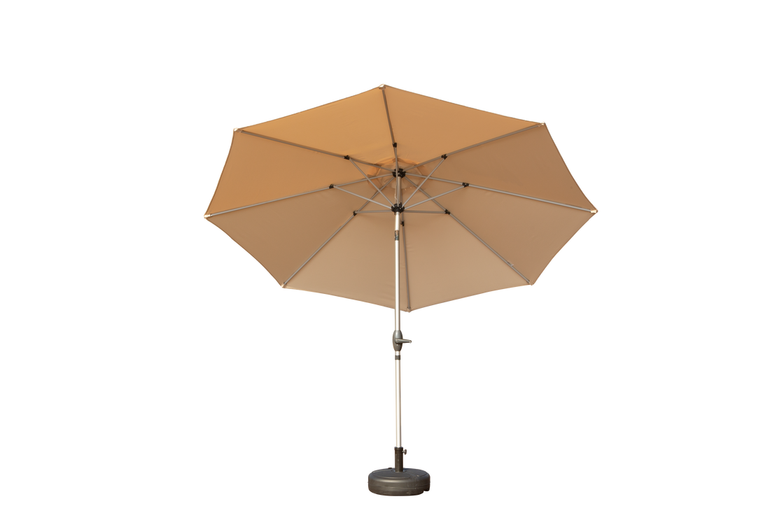 9FT Patio Umbrella, Outdoor Table Umbrella With Push Button Tilt And Crank, UV Protection Waterproof Market Sun Umbrella With 8 Sturdy Ribs For Garden, Deck, Backyard, Pool  Beige