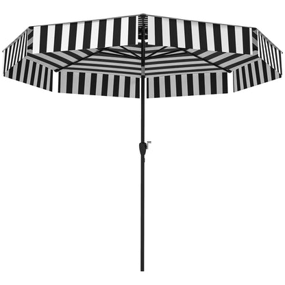 8.6FT Patio Umbrella, UPF 30+ Outdoor Market Umbrella, 2-Tier Vented Patio Table Umbrella with Crank 8 Ribs, Tiltable Porch Umbrella for Garden Deck Poolside, Black