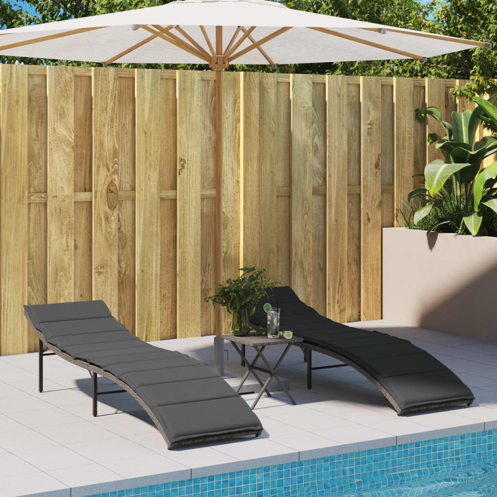 sun lounger with cushions 55x poly rattan