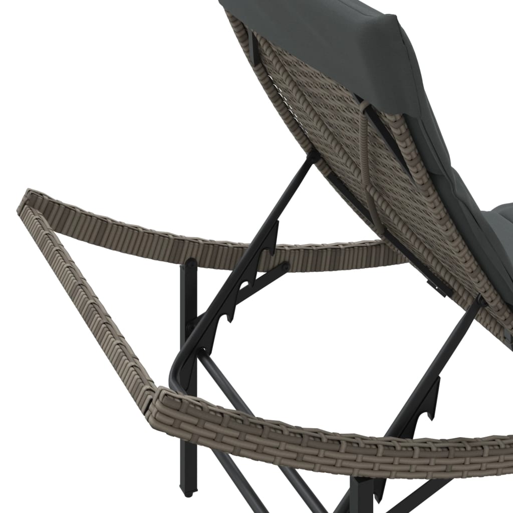 sun lounger with cushions 55x poly rattan