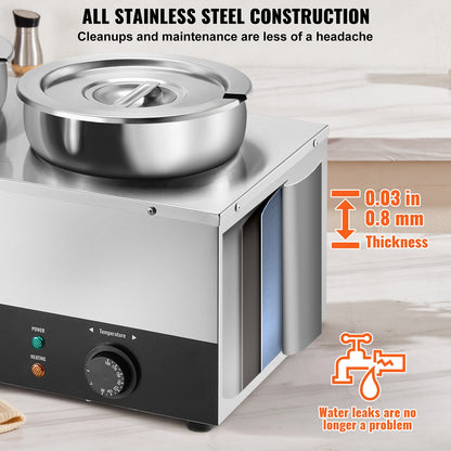 Electric Soup Warmer, Three 7.4QT Stainless Steel Round Pot 86~185°F Adjustable Temp, 1200W Commercial Bain Marie With Anti-dry Burn And Reset Button, Soup Station For Restaurant, Buffet, Silver