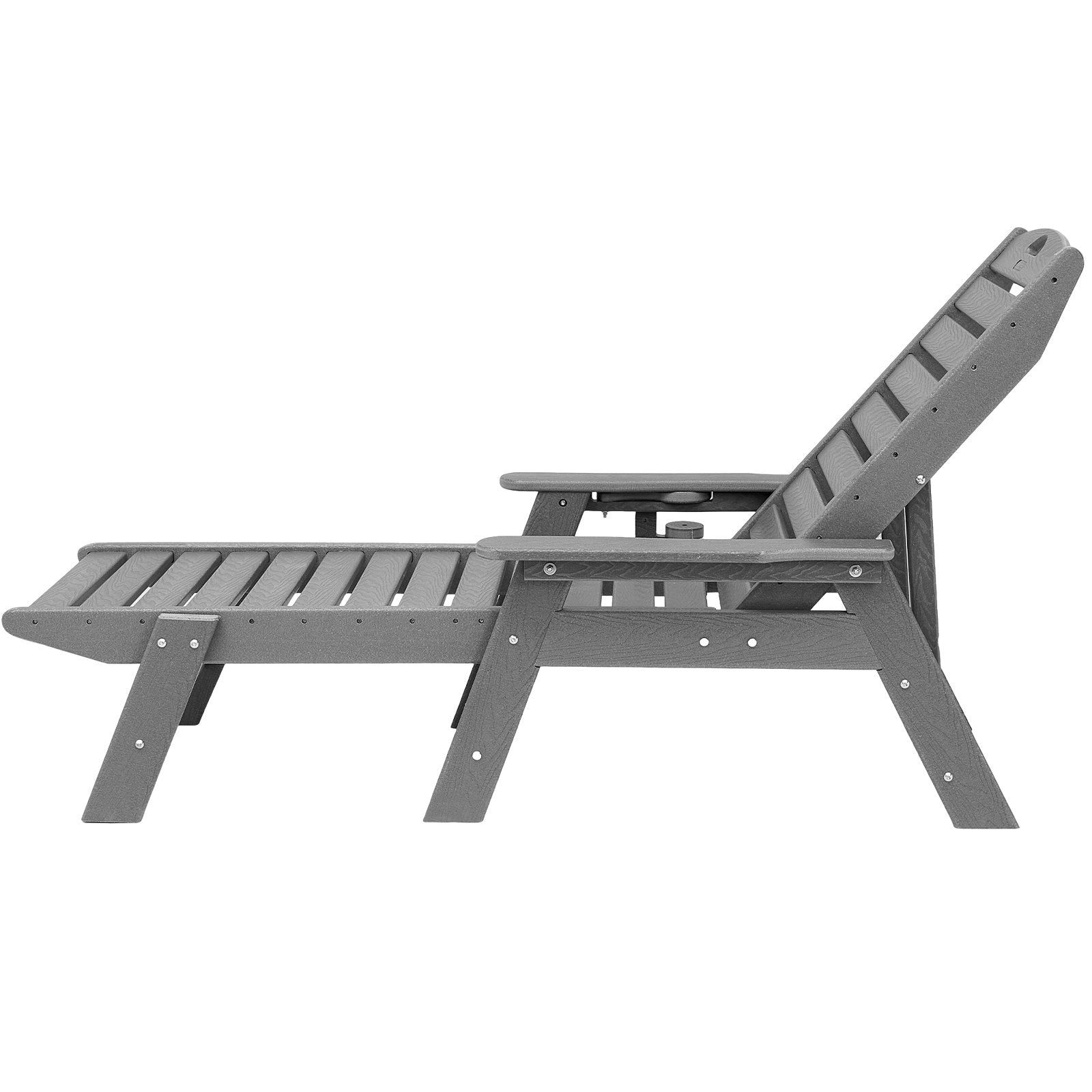 Outdoor Chaise Lounge Chair 6 Position Adjustable Reclining Bench Lounger Gray