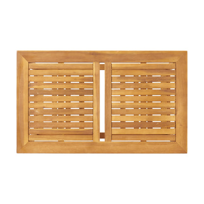 Caydon 2 Club Chairs + Table Outdoor Set with Slat Panel Design - Natural Wood