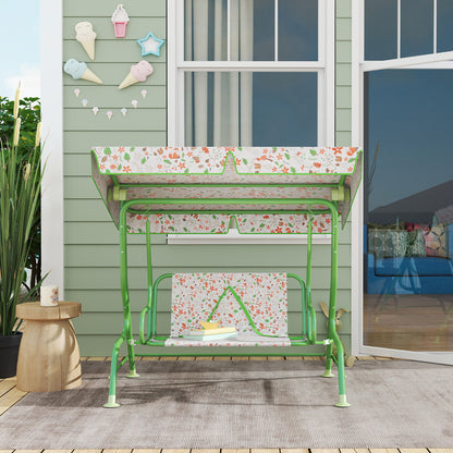 Kids Patio Swing Chair with Adjustable Canopy, Safety Belt for Patio, Garden, Poolside, Balcony, Green