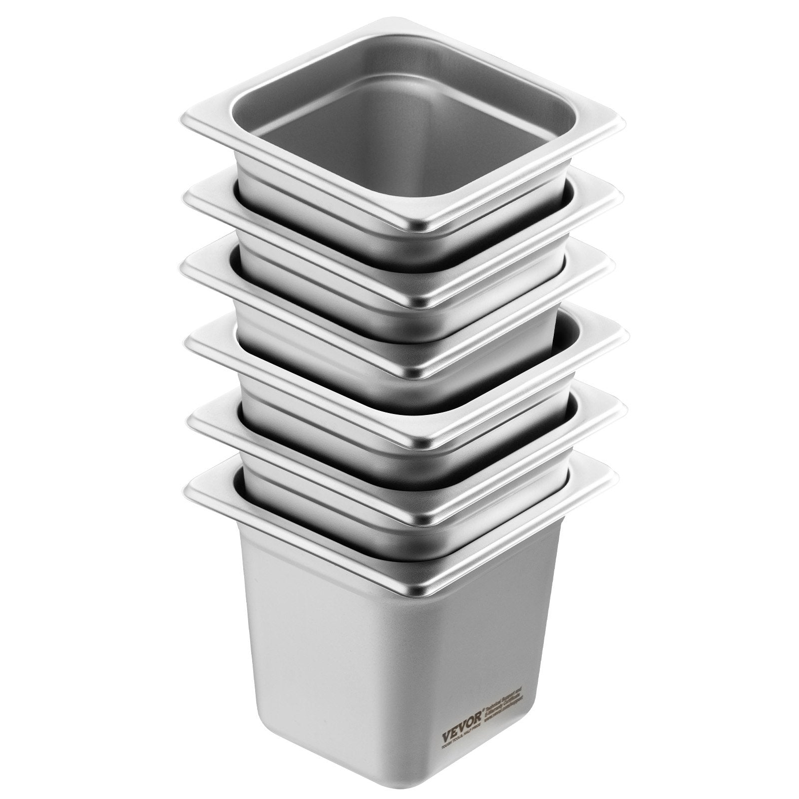 6 Pack Hotel Pans, Size Anti-Jam Steam Pan, 0.8mm Thick Stainless Steel Restaurant Steam Table Pan, 6-Inch Deep Commercial Table Pan, Catering Storage Food Pan, For Industrial &amp; Scientific