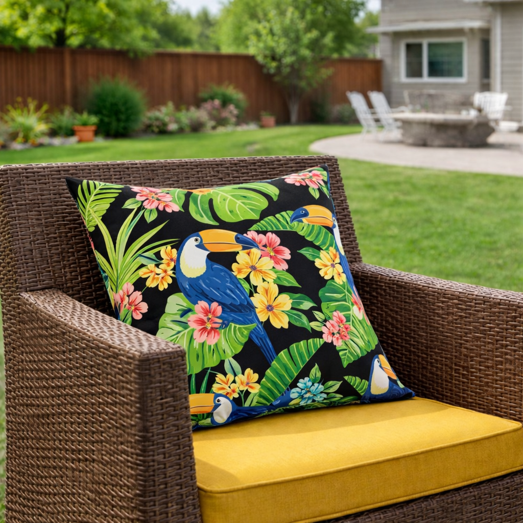 2 Pack Outdoor Throw Pillows, Waterproof &amp; Fade-Resistant Patio Cushions For Garden, Porch, Poolside Furniture - Soft &amp; Comfortable Decorative Pillow Covers 18x18 Inch,Rich Forest Green
