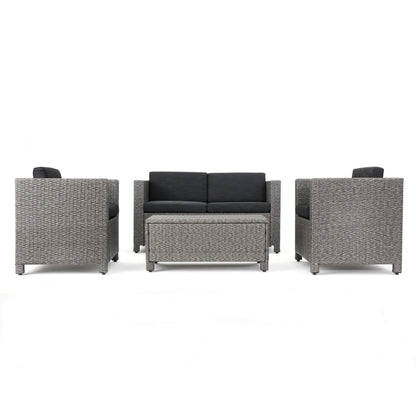 Puerta 4-Piece Outdoor Furniture Set with Water-Resistant Cushions - Rattan