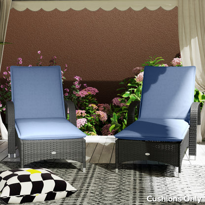 Foldable Chaise Lounge Cushion Set of 2, Outdoor Lounge Chair Cushion Set, UPF50+ 200gsm Fabric, 76" x 23", Blue