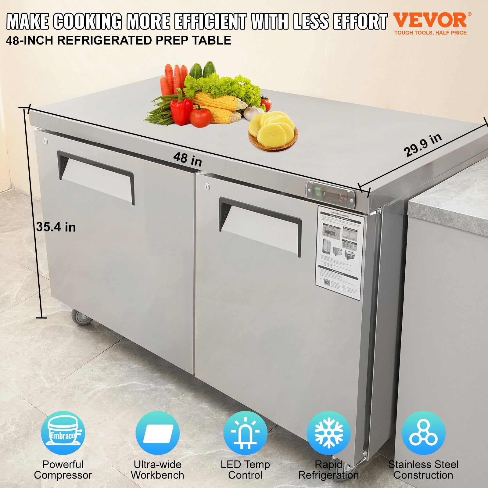 Commercial Refrigerator, 48&