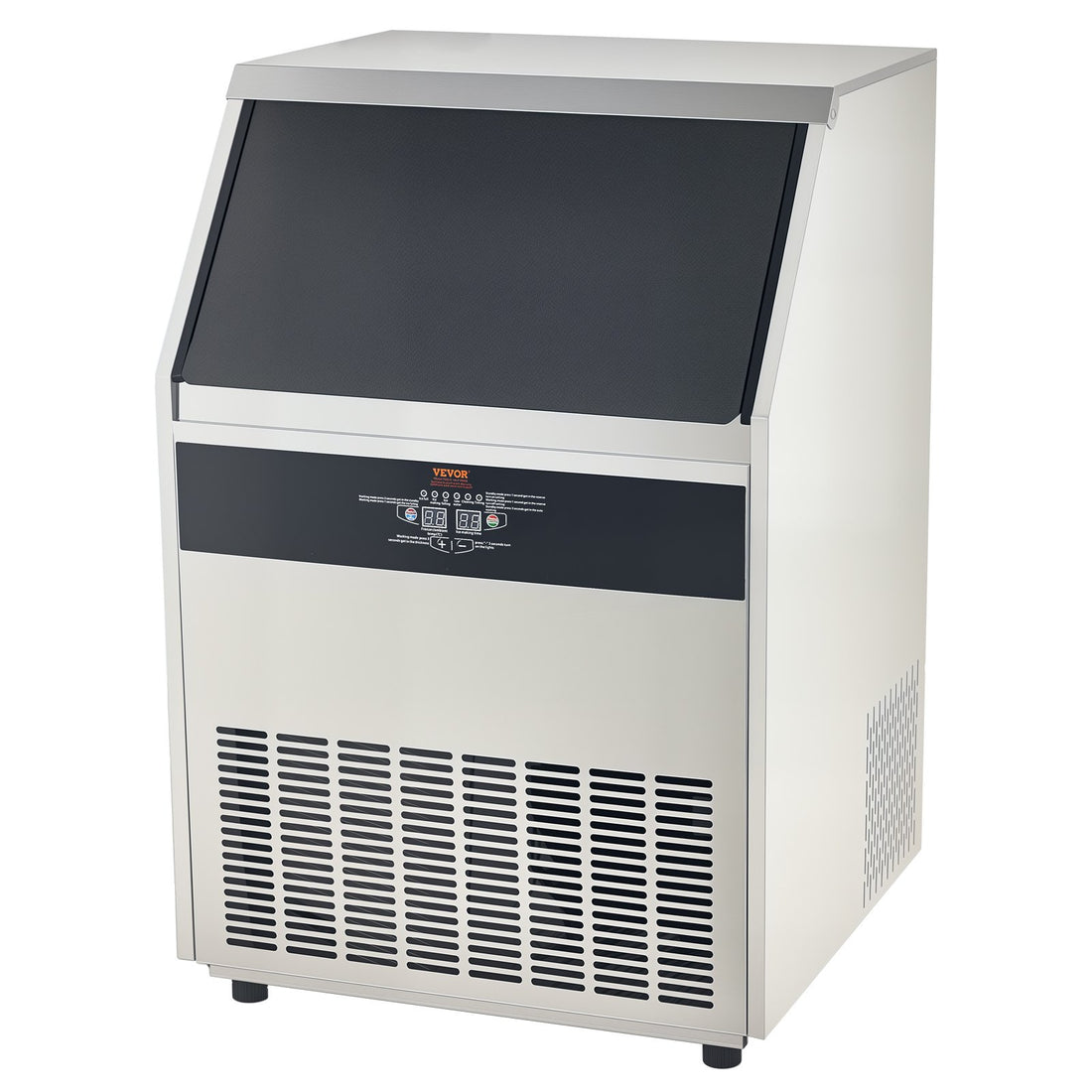 440lbs/24H Commercial Ice Maker Machine, 130lbs Storage Capacity Ice Maker With Drain Pump, 160 Ice Cubes In 15 Minutes, LED Digital Display Freestanding Self-Cleaning For Bar Office Restaurant