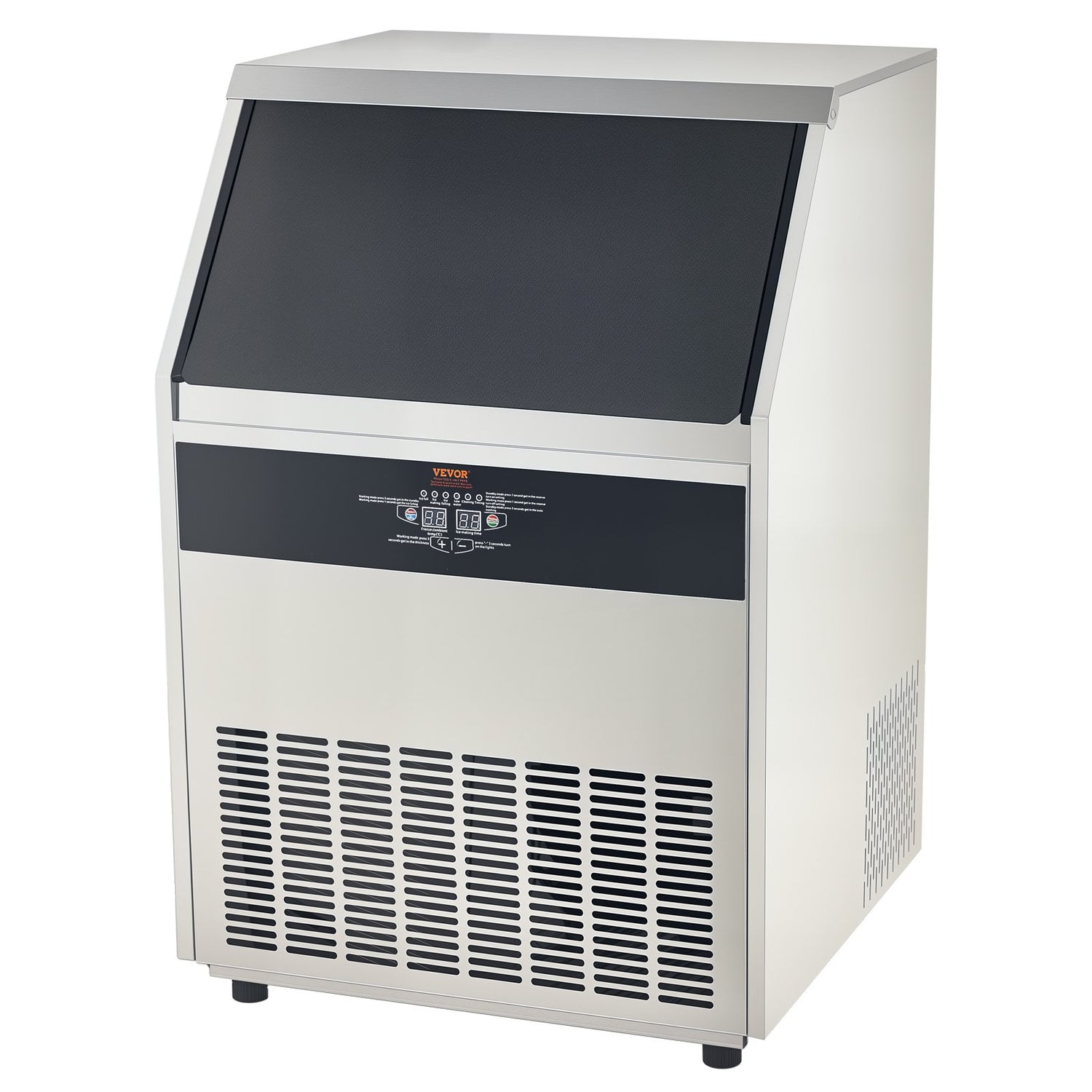 440lbs/24H Commercial Ice Maker Machine, 130lbs Storage Capacity Ice Maker With Drain Pump, 160 Ice Cubes In 15 Minutes, LED Digital Display Freestanding Self-Cleaning For Bar Office Restaurant