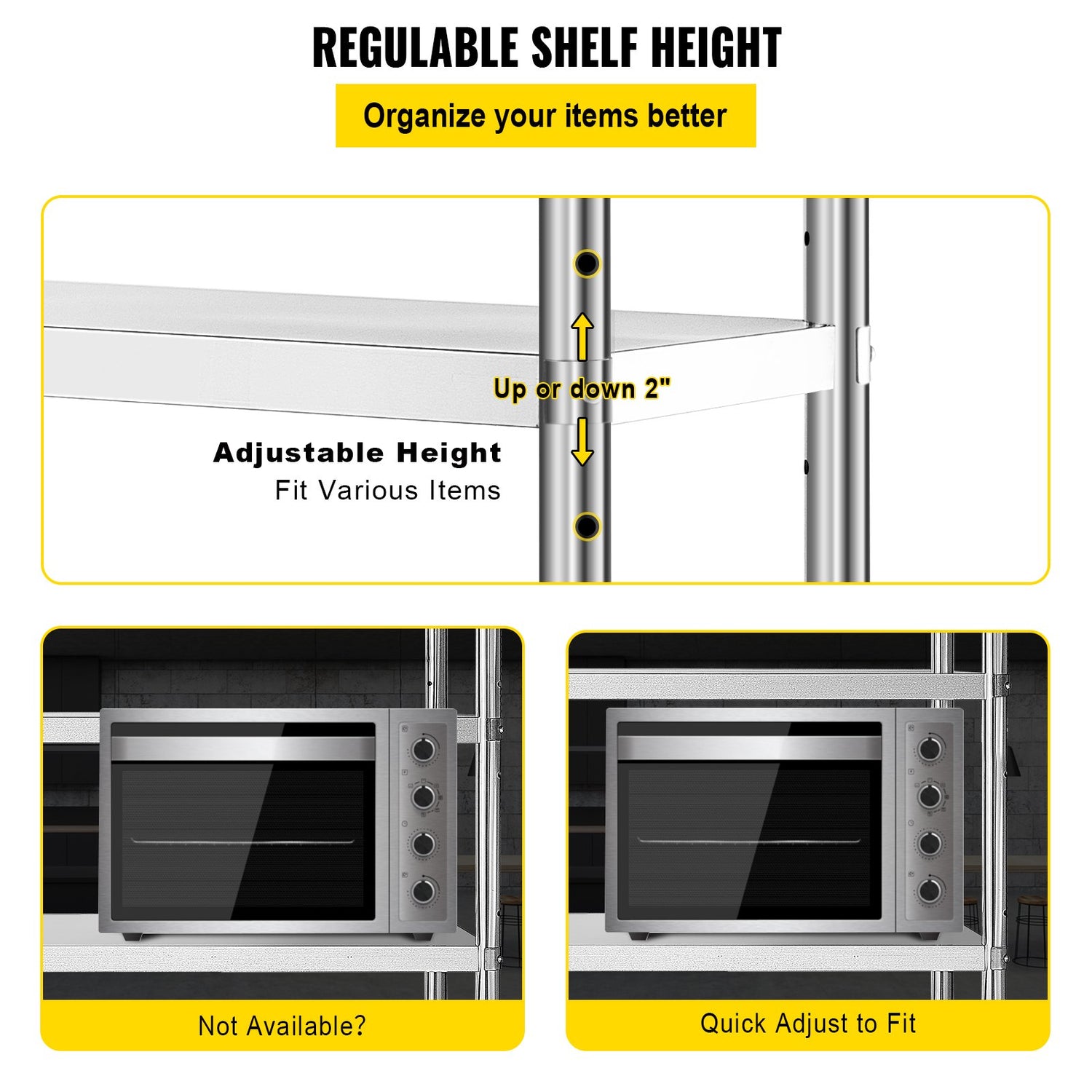 Stainless Steel Shelving 60x18.5 Inch 5 Tier Adjustable Shelf Storage Unit Stainless Steel Heavy Duty Shelving For Kitchen Commercial Office Garage Storage 330lb Per Shelf