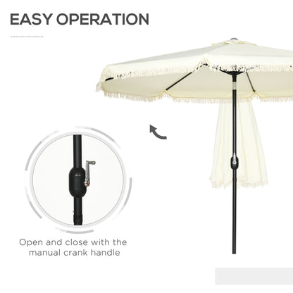 9 Ft Cantilever Umbrella With Push Button Tilt And Crank Tassles And 8 Ribs Shade Umbrellas For Garden